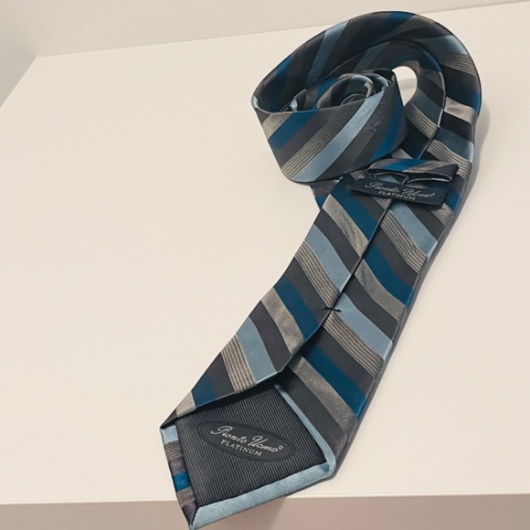 Set Italian 💯 Silk  Ties Valerio Garati Hand Made & Pronto Uomo Platinum Vtg - Picture 10 of 12